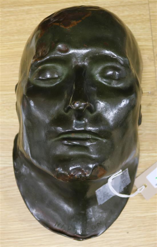 A 19th century electrotype death mask of Napoleon after the Antommarchi cast, 30cm